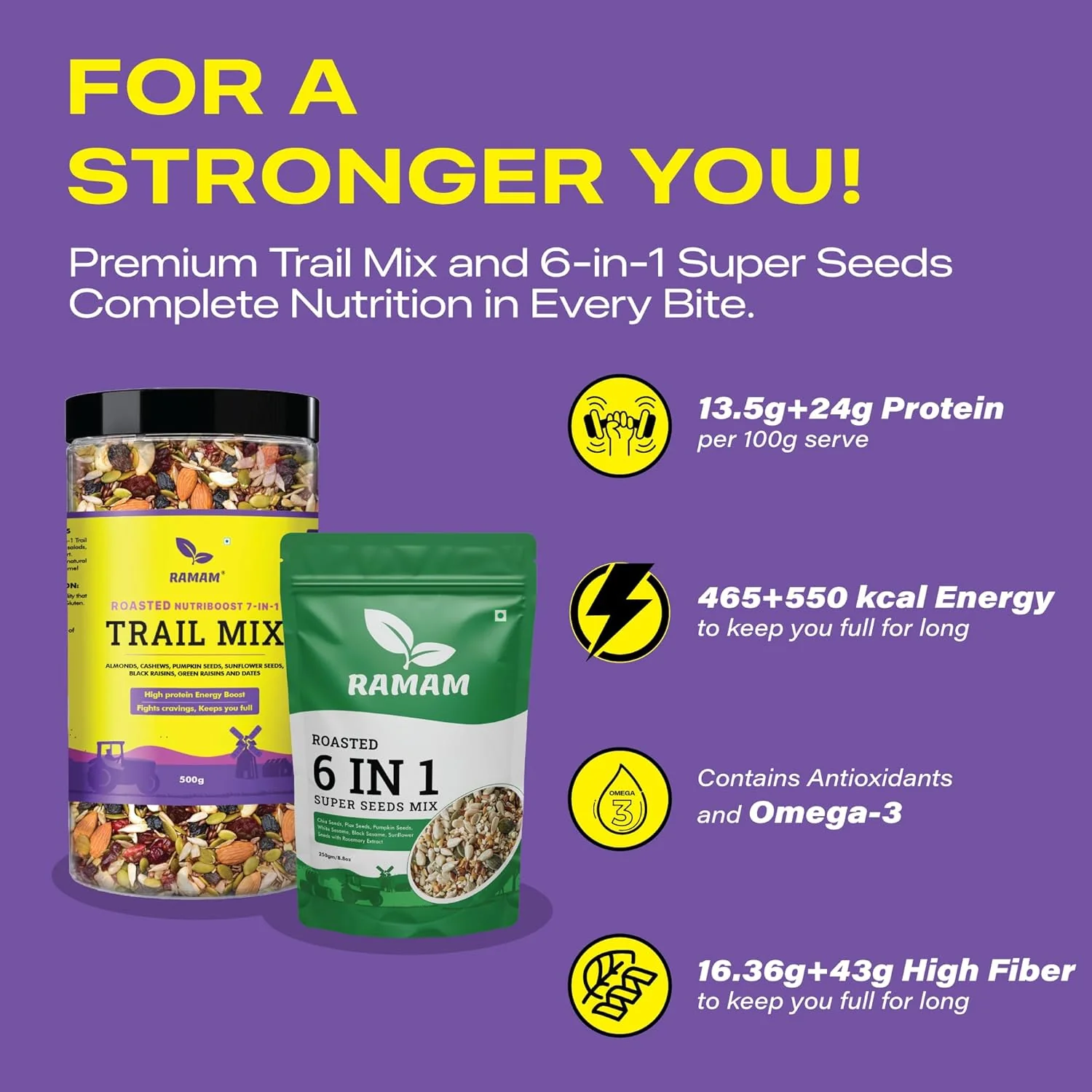 Ramam 6 in1 Mix Roasted Seeds 250g & Nutriboost Premium 7 in 1 Trail Mix 200g - Image 3
