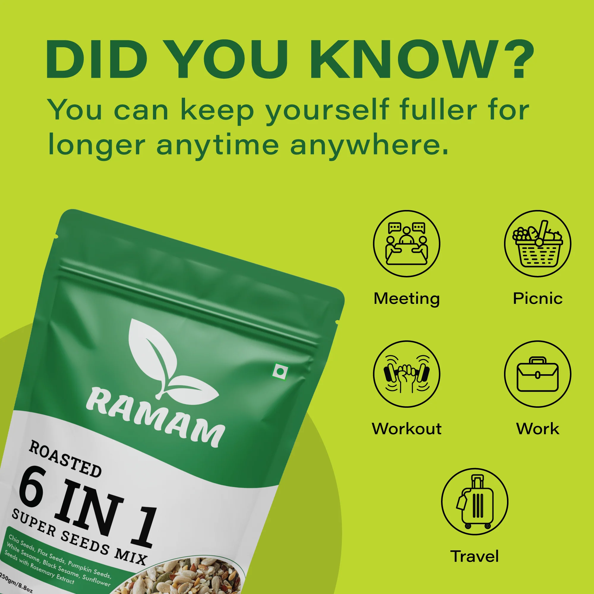 Roasted 6-in-1 Super Seeds Mix & Ready-to-Eat, High Protein & Fiber - 250g Pack @ Rs. 1 (Paytm Exclusive) - Image 6